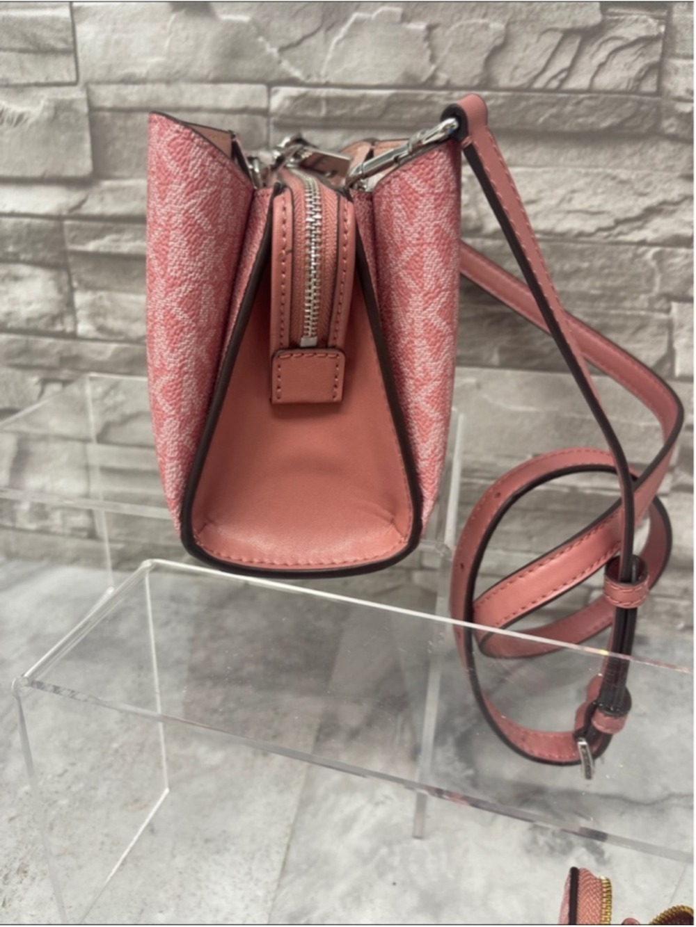 Michael Kors Ruthie Crossbody & Matching Wallet MK Signature Logo Rose Pink - Picture 9 of 15